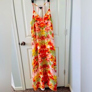 Banana Republic, Women’s maxi, halter neck, white with orange prints, size 10